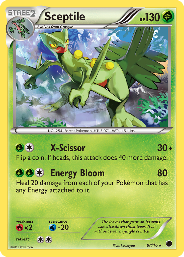 Sceptile 8/116 Pokémon card from Plasma Freeze (2013), English Rare Holo
