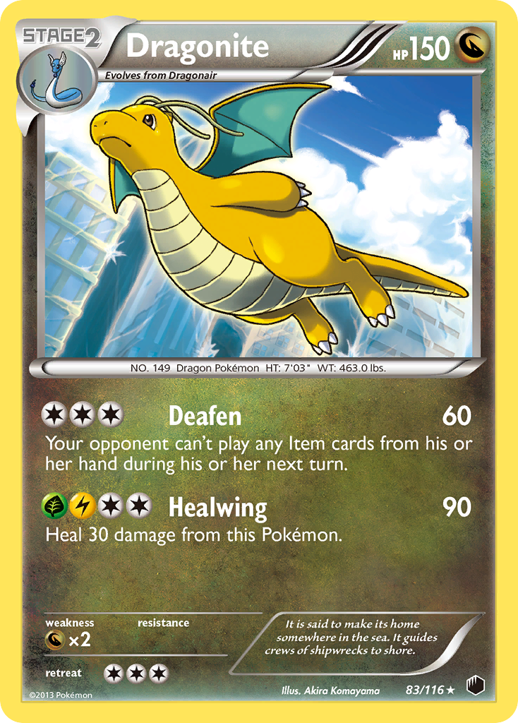 Dragonite 83/116 Pokémon card from Plasma Freeze (2013), English Rare Holo
