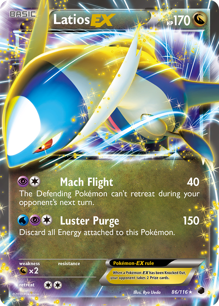 Latios-EX 86/116 Pokémon card from Plasma Freeze (2013), English Rare Holo EX