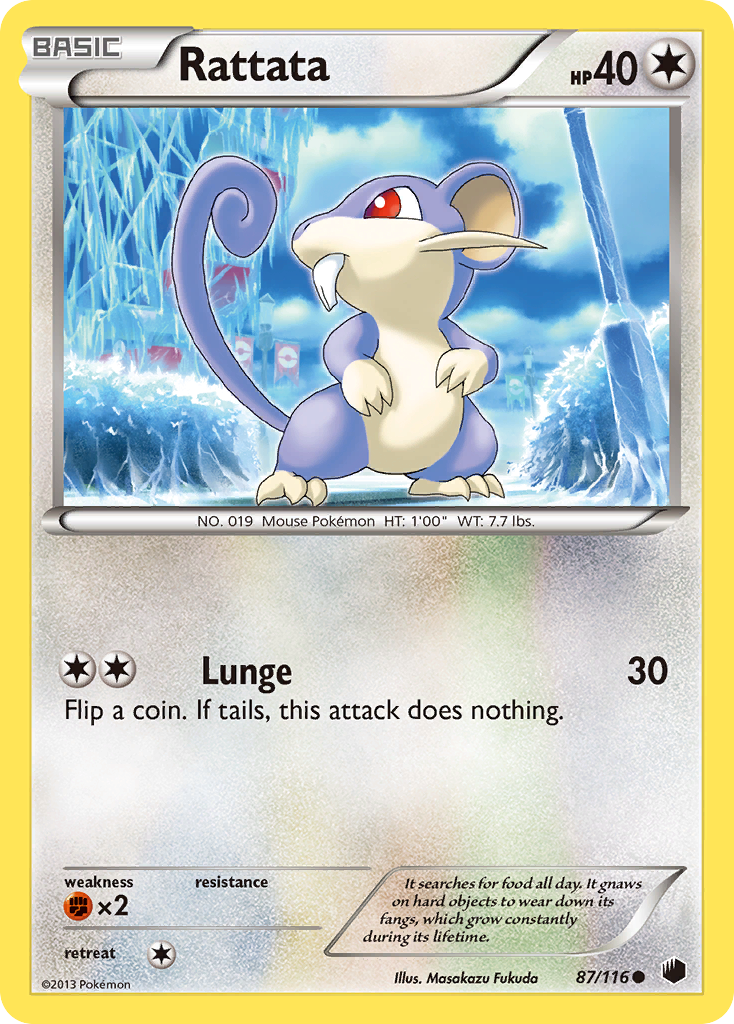 Rattata 87/116 Pokémon card from Plasma Freeze (2013), English Common