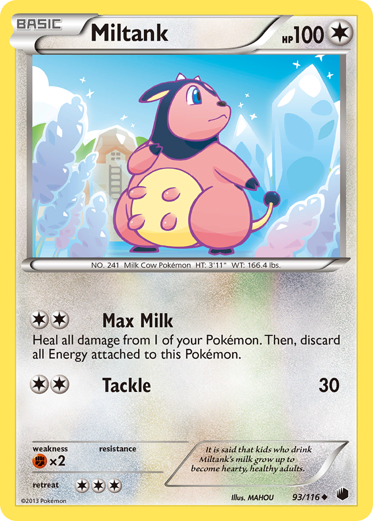 Miltank 93/116 Pokémon card from Plasma Freeze (2013), English Uncommon