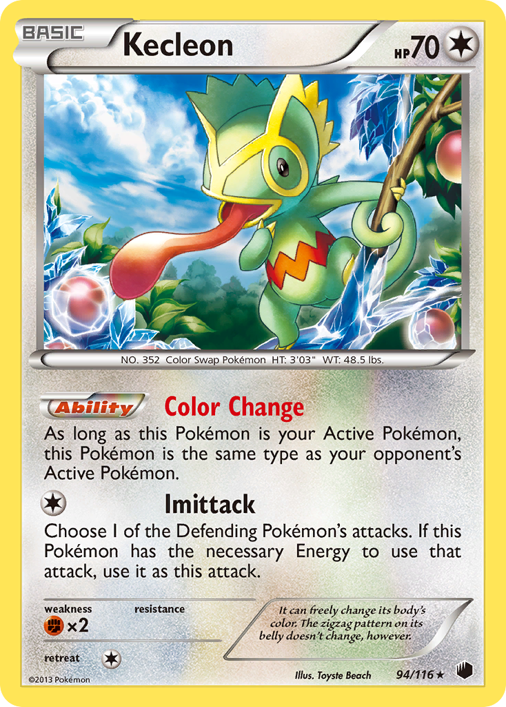 Kecleon 94/116 Pokémon card from Plasma Freeze (2013), English Rare