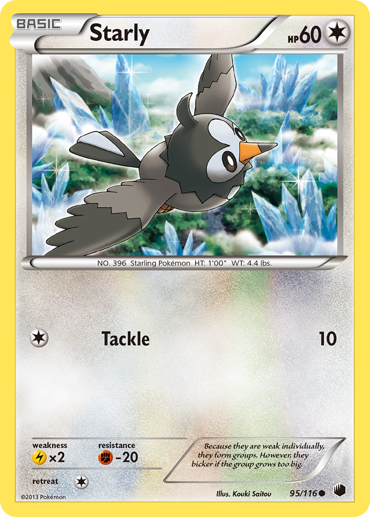 Starly 95/116 Pokémon card from Plasma Freeze (2013), English Common