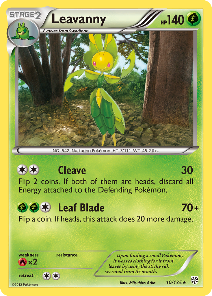 Leavanny 10/135 Pokémon card from Plasma Storm (2013), English Rare