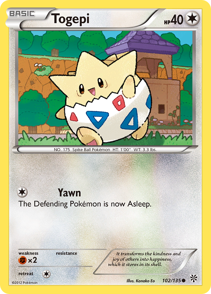 Togepi 102/135 Pokémon card from Plasma Storm (2013), English Common
