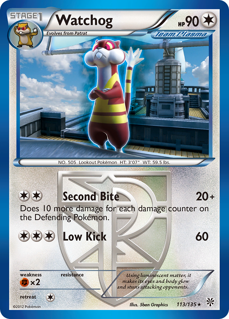 Watchog 113/135 Pokémon card from Plasma Storm (2013), English Rare