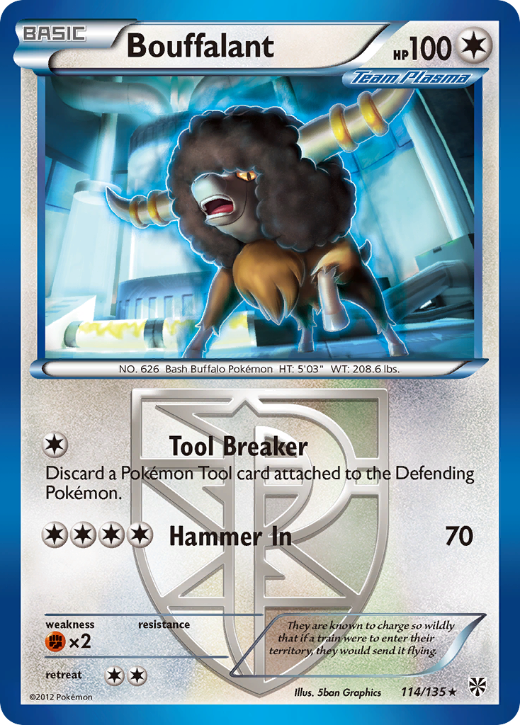 Bouffalant 114/135 Pokémon card from Plasma Storm (2013), English Rare