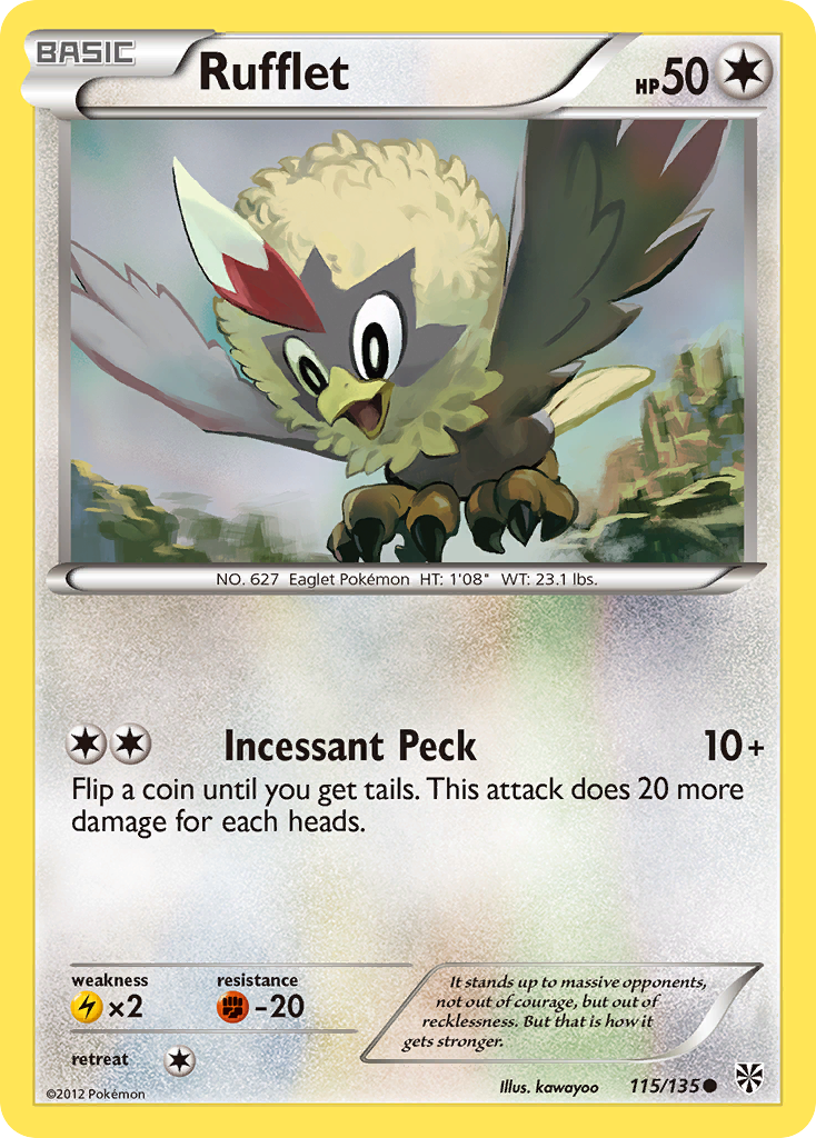 Rufflet 115/135 Pokémon card from Plasma Storm (2013), English Common