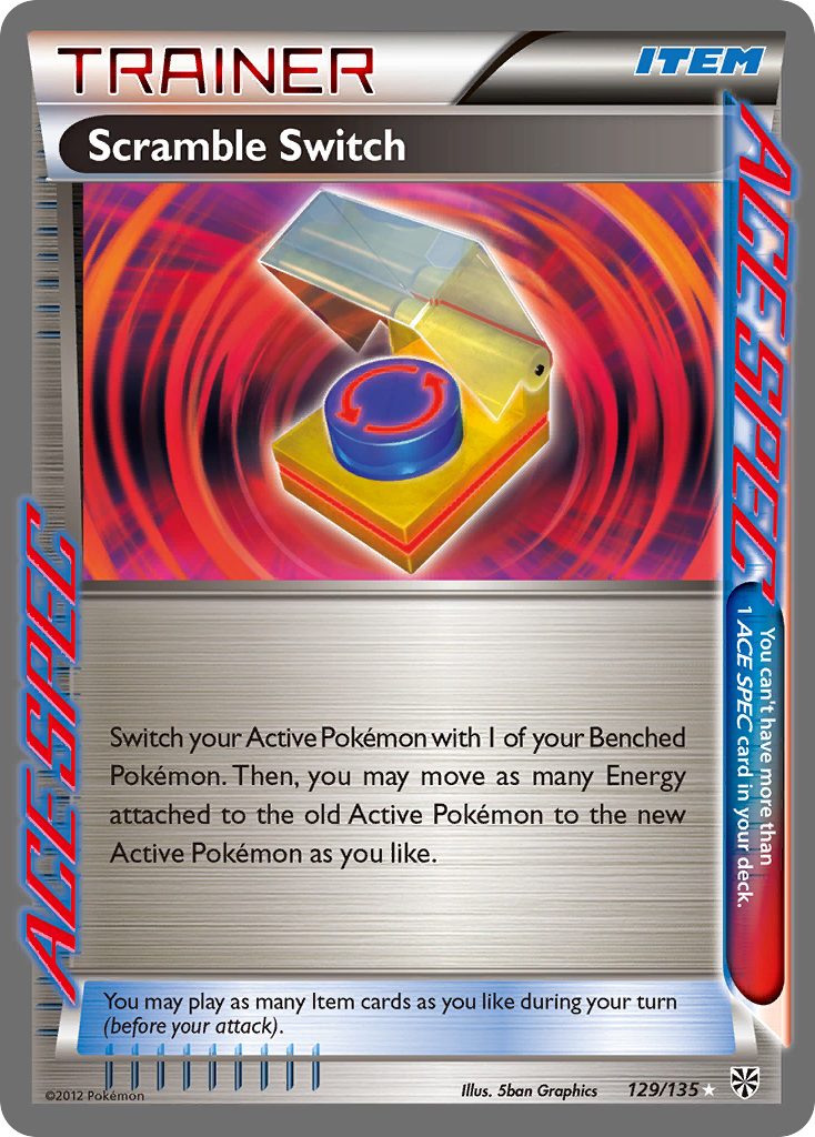 Scramble Switch 129/135 Pokémon card from Plasma Storm (2013), English Rare ACE