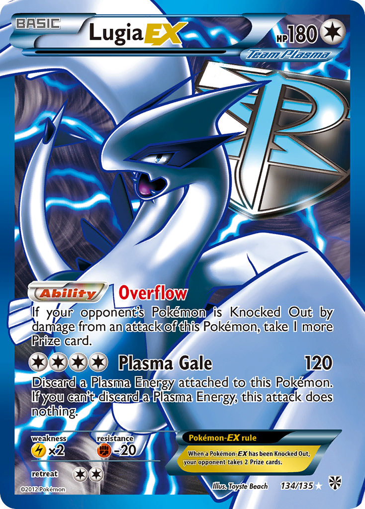 Lugia-EX 134/135 Pokémon card from Plasma Storm (2013), English Rare Ultra