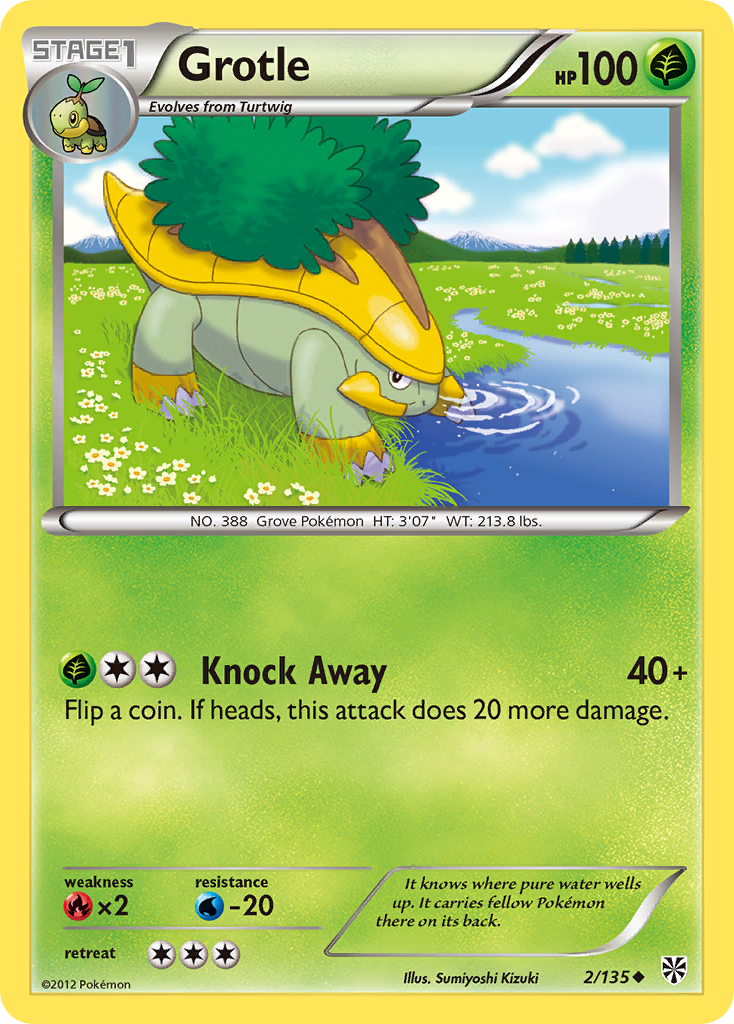 Grotle 2/135 Pokémon card from Plasma Storm (2013), English Uncommon