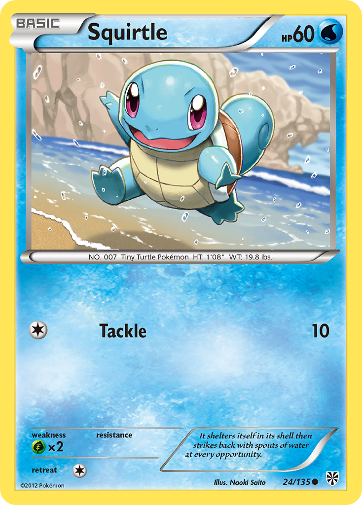 Squirtle 24/135 Pokémon card from Plasma Storm (2013), English Common