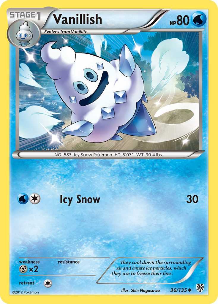 Vanillish 36/135 Pokémon card from Plasma Storm (2013), English Uncommon