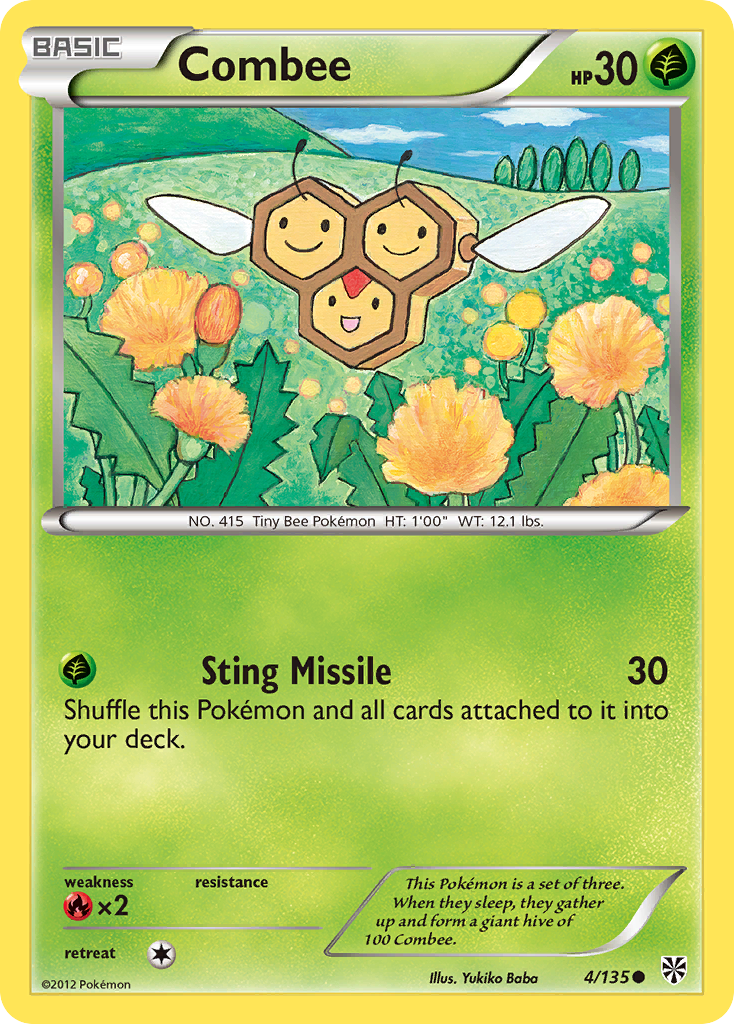 Combee 4/135 Pokémon card from Plasma Storm (2013), English Common