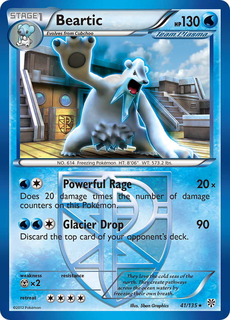 Beartic 41/135 Pokémon card from Plasma Storm (2013), English Rare