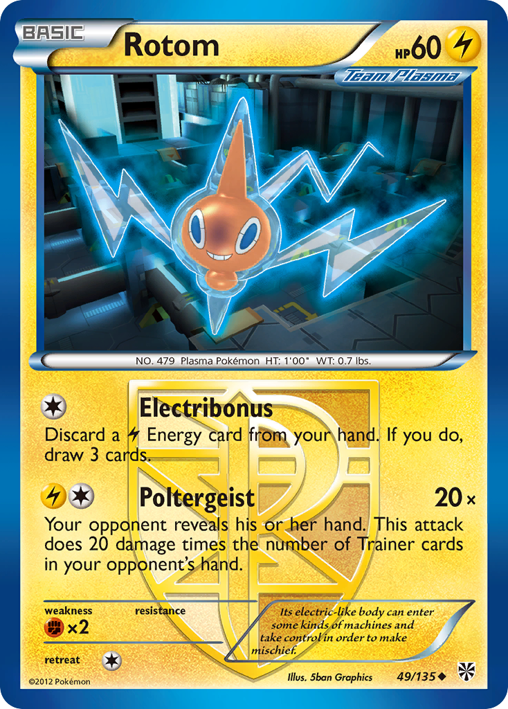 Rotom 49/135 Pokémon card from Plasma Storm (2013), English Uncommon