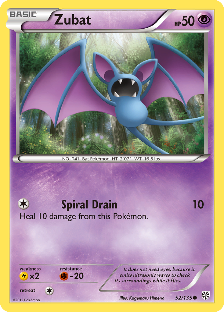 Zubat 52/135 Pokémon card from Plasma Storm (2013), English Common