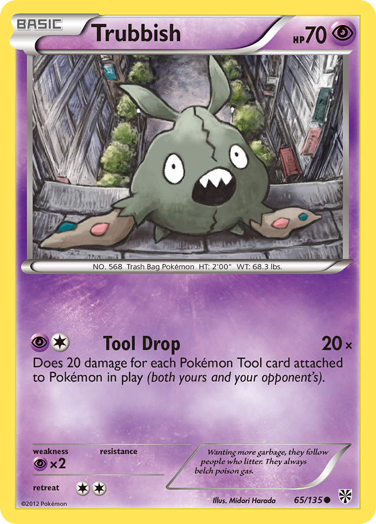 Trubbish 65/135 Pokémon card from Plasma Storm (2013), English Common