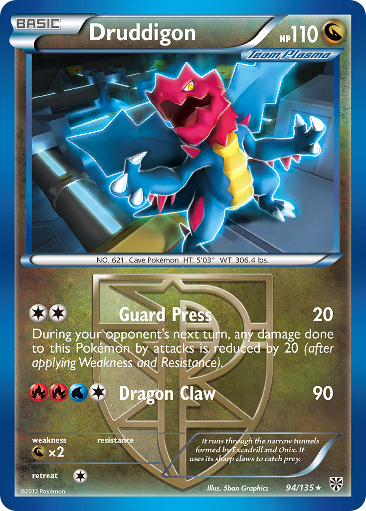 Druddigon 94/135 Pokémon card from Plasma Storm (2013), English Rare