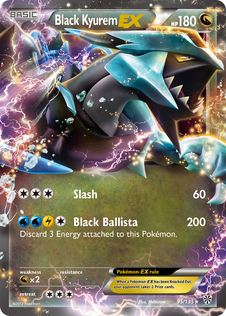 Black Kyurem-EX 95/135 Pokémon card from Plasma Storm (2013), English Rare Holo EX