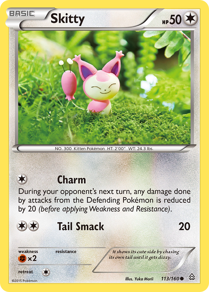 Skitty 113/160 English Pokémon card from Primal Clash (2015)