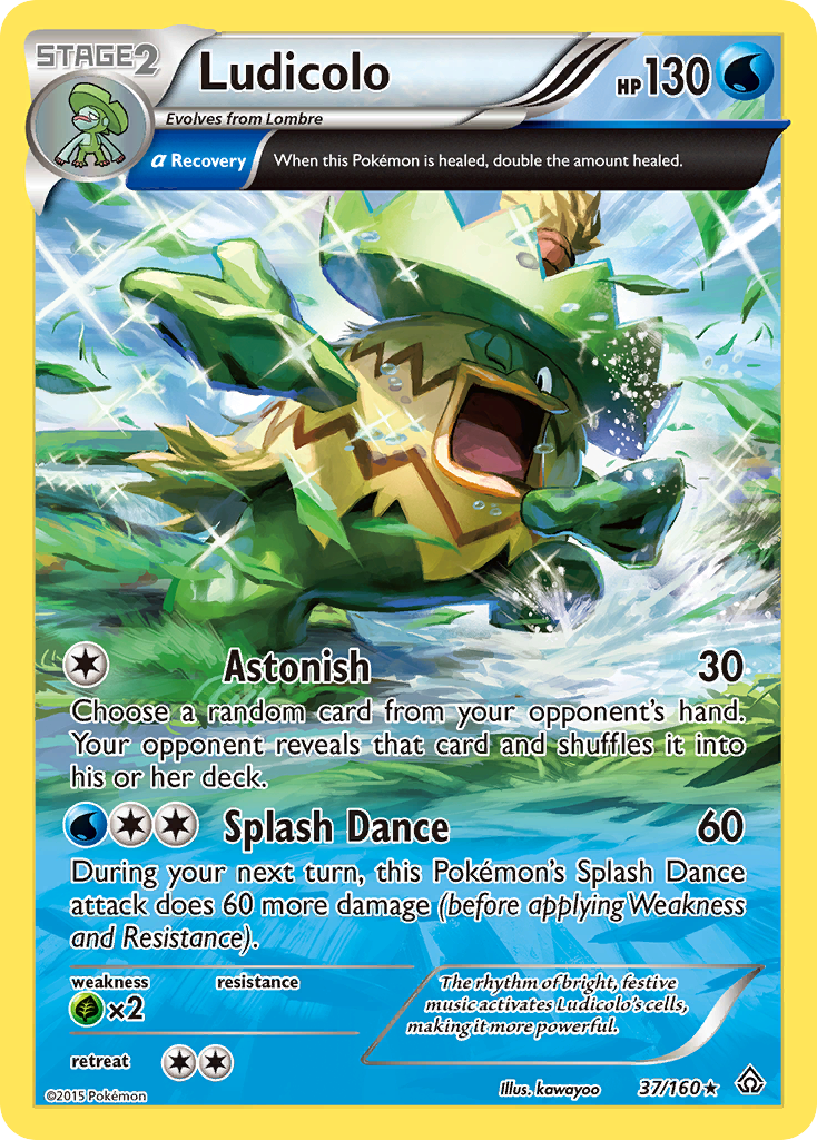 Ludicolo 37/160 English Pokémon card from Primal Clash (2015)
