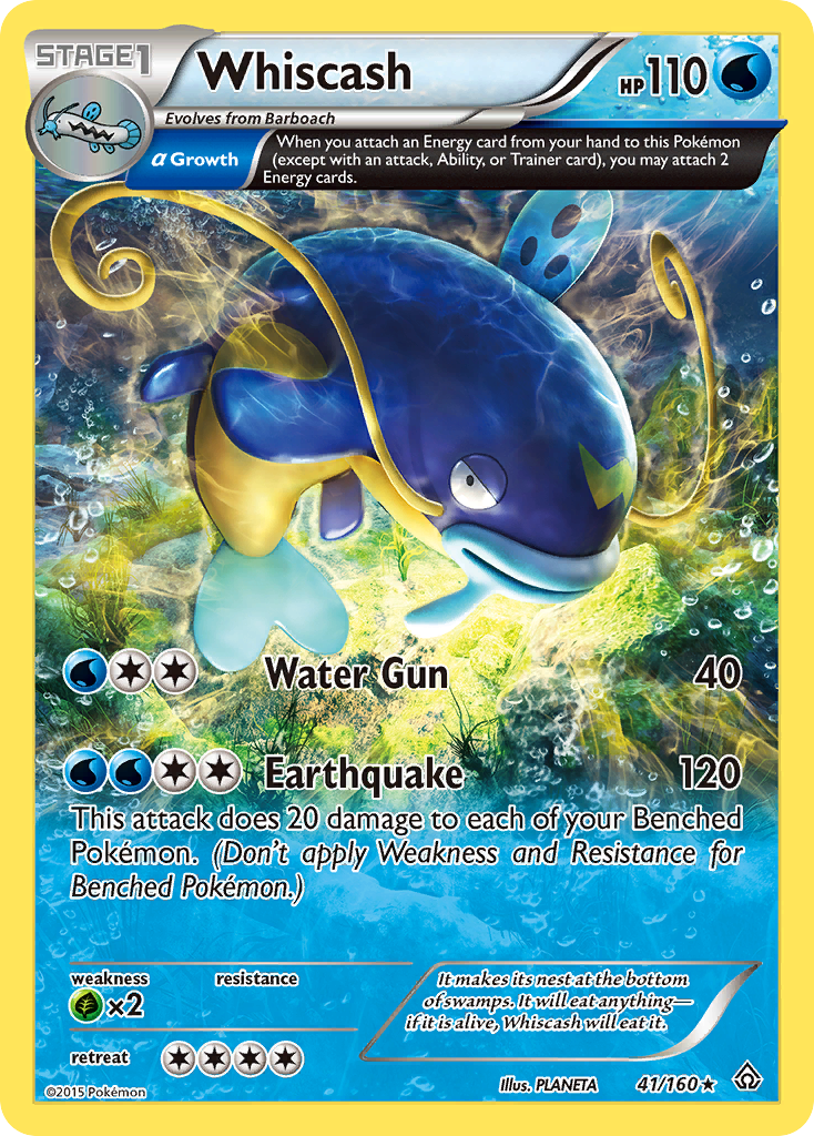 Whiscash 41/160 English Pokémon card from Primal Clash (2015)
