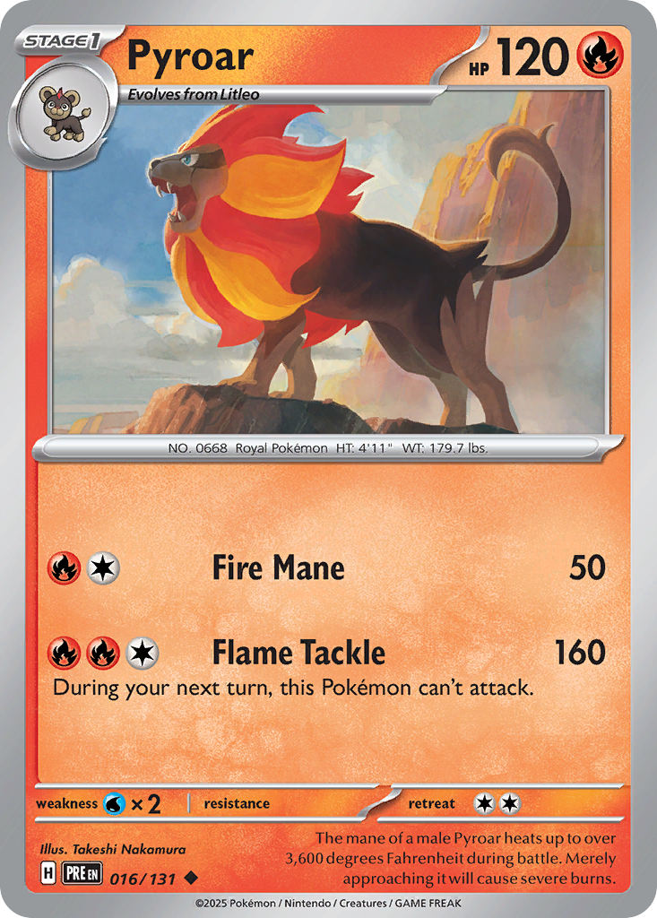 Pyroar 16/131 — English Pokémon Prismatic Evolutions (2025)