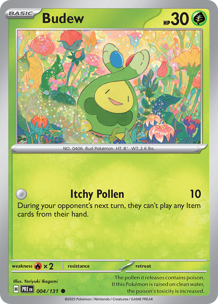 Budew 4/131 — English Pokémon Prismatic Evolutions (2025)