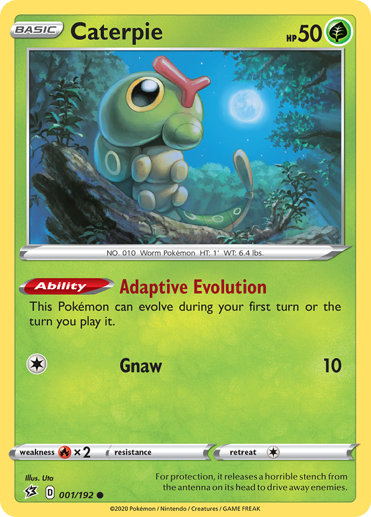 Caterpie 1/192 English Pokémon card from Rebel Clash (2020)