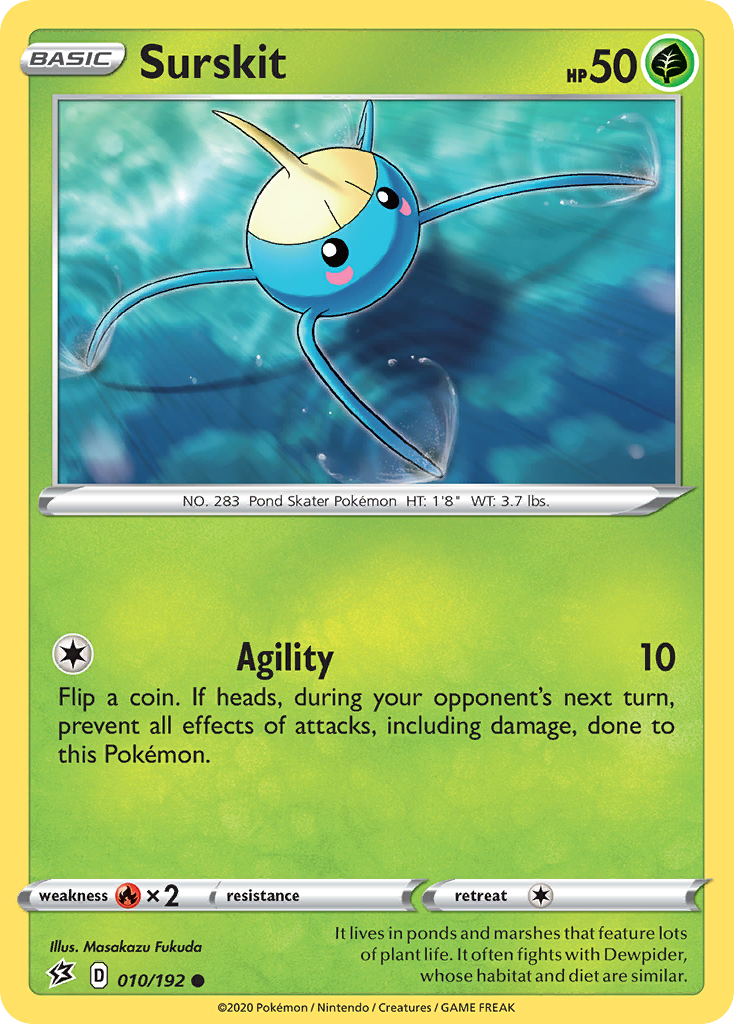 Surskit 10/192 English Pokémon card from Rebel Clash (2020)