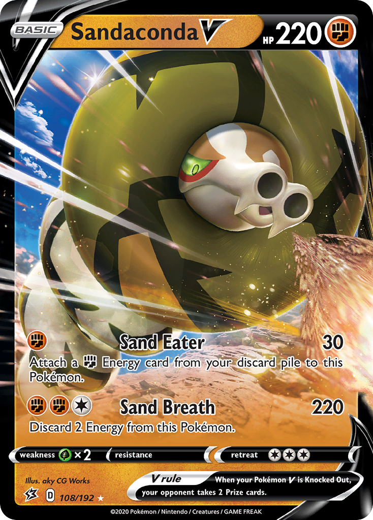 Sandaconda V 108/192 English Pokémon card from Rebel Clash (2020)
