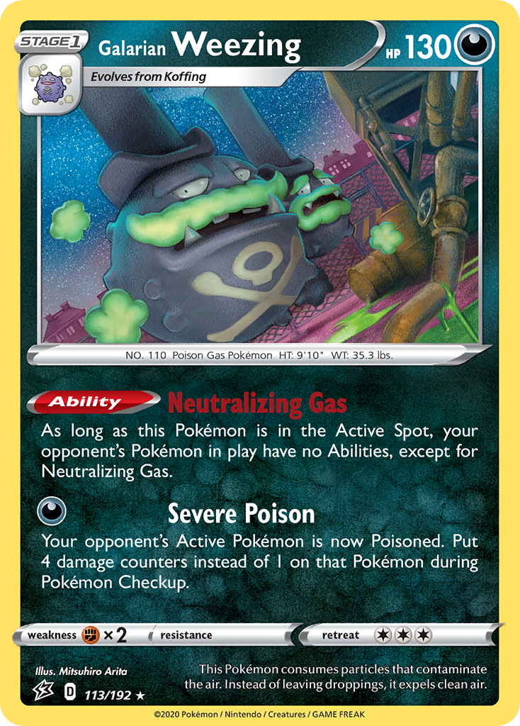 Galarian Weezing 113/192 English Pokémon card from Rebel Clash (2020)