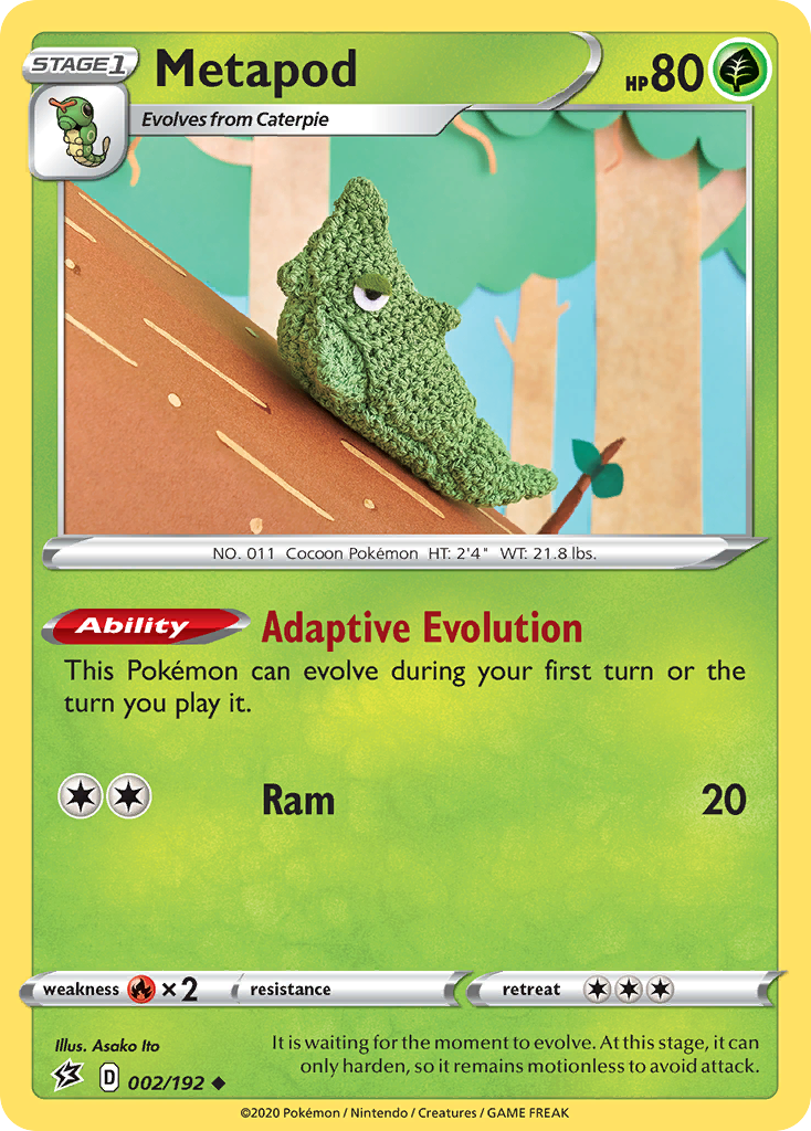 Metapod 2/192 English Pokémon card from Rebel Clash (2020)