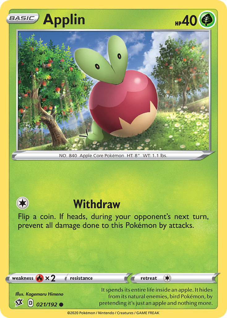 Applin 21/192 English Pokémon card from Rebel Clash (2020)