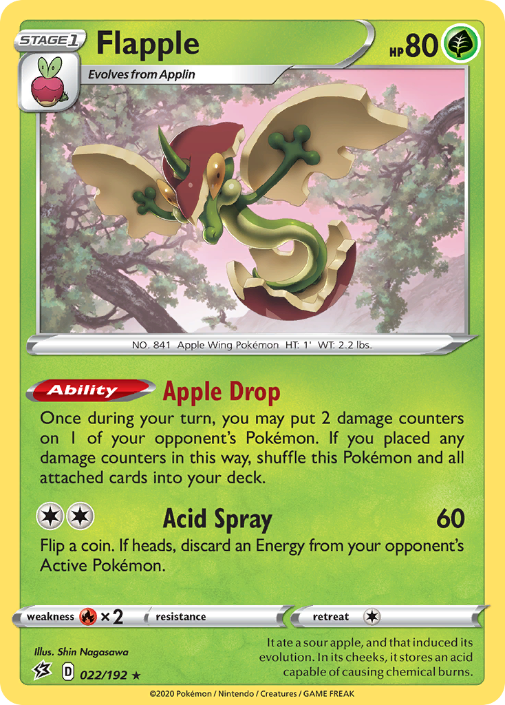 Flapple 22/192 English Pokémon card from Rebel Clash (2020)