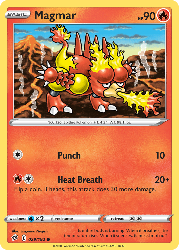 Magmar 29/192 English Pokémon card from Rebel Clash (2020)