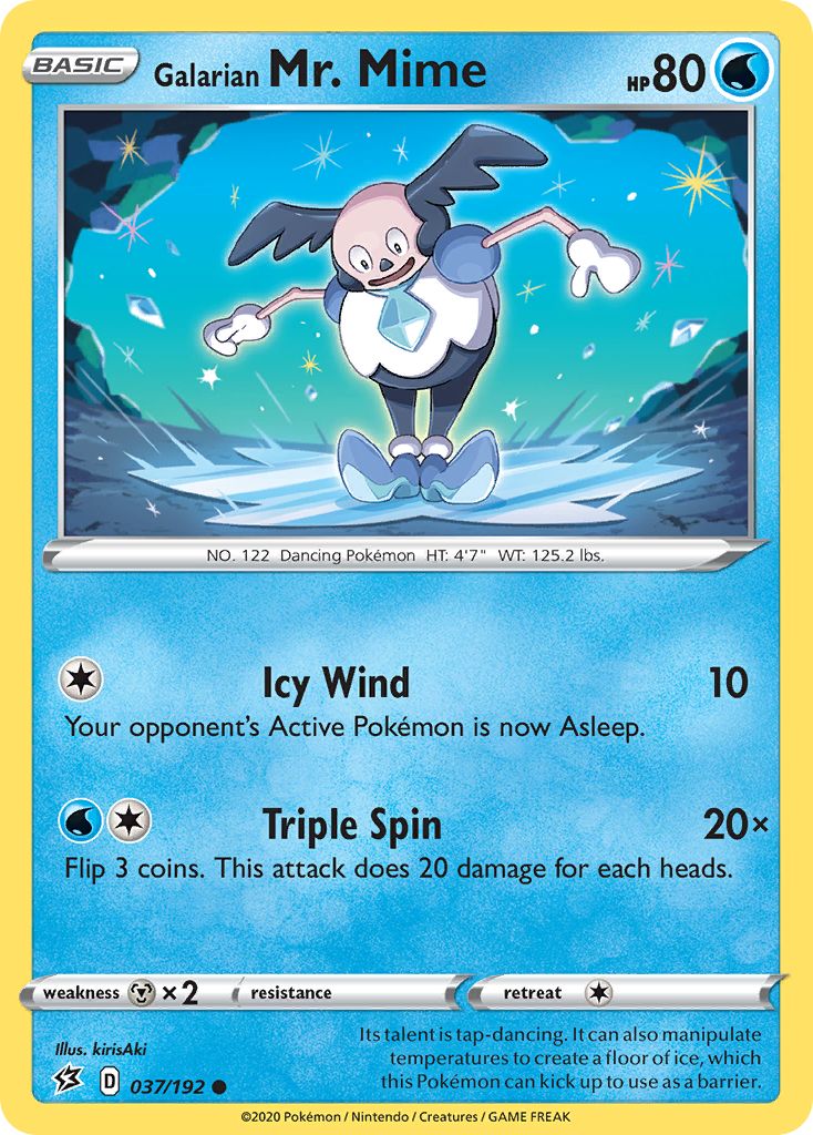 Galarian Mr. Mime 37/192 English Pokémon card from Rebel Clash (2020)