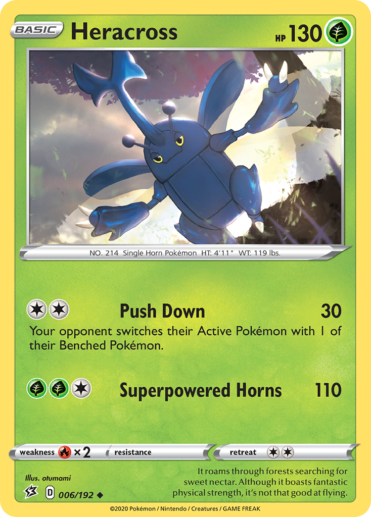 Heracross 6/192 English Pokémon card from Rebel Clash (2020)
