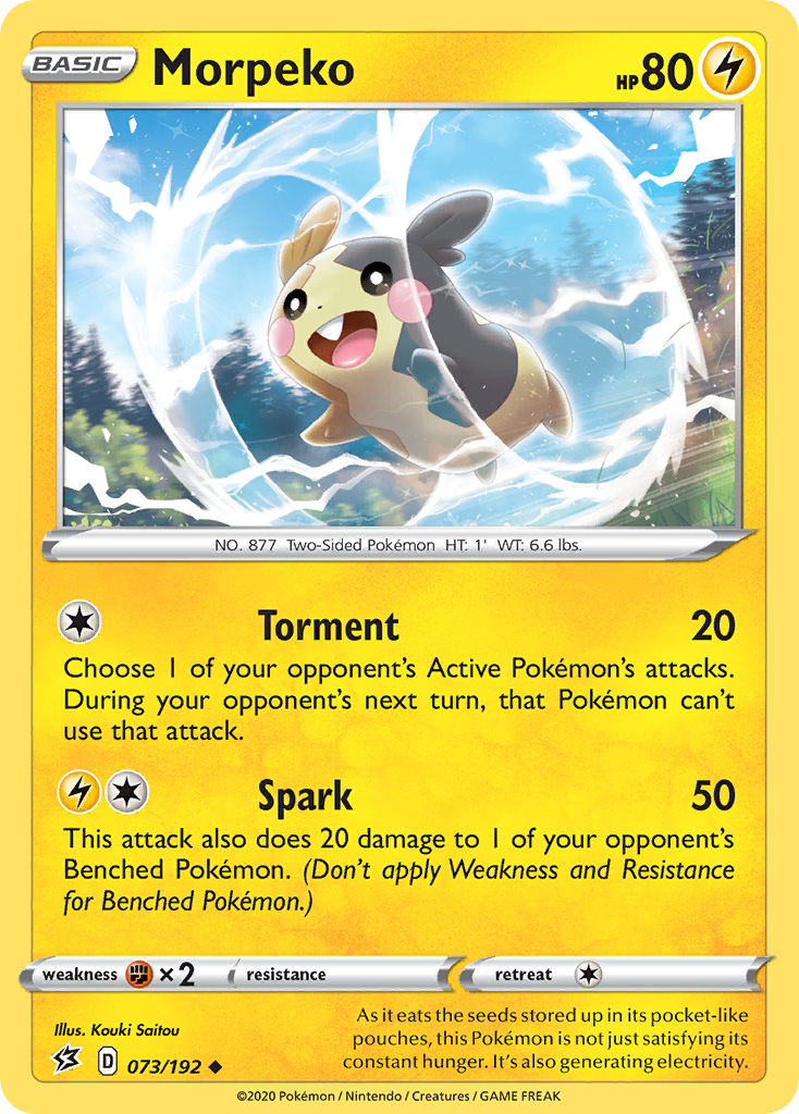 Morpeko 73/192 English Pokémon card from Rebel Clash (2020)