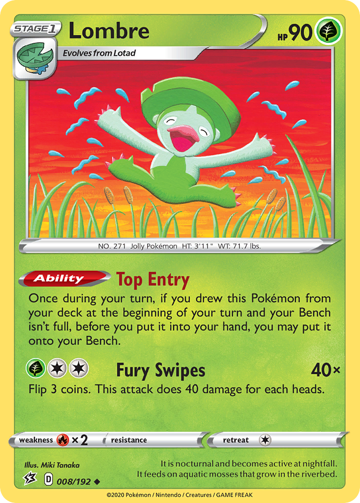 Lombre 8/192 English Pokémon card from Rebel Clash (2020)