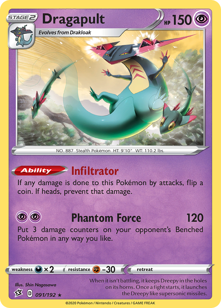 Dragapult 91/192 English Pokémon card from Rebel Clash (2020)