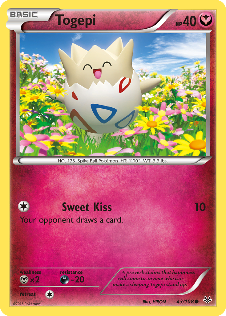 Togepi 43/108 English Pokémon card from Roaring Skies (2015)