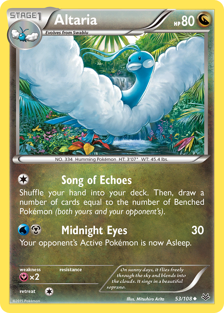 Altaria 53/108 English Pokémon card from Roaring Skies (2015)
