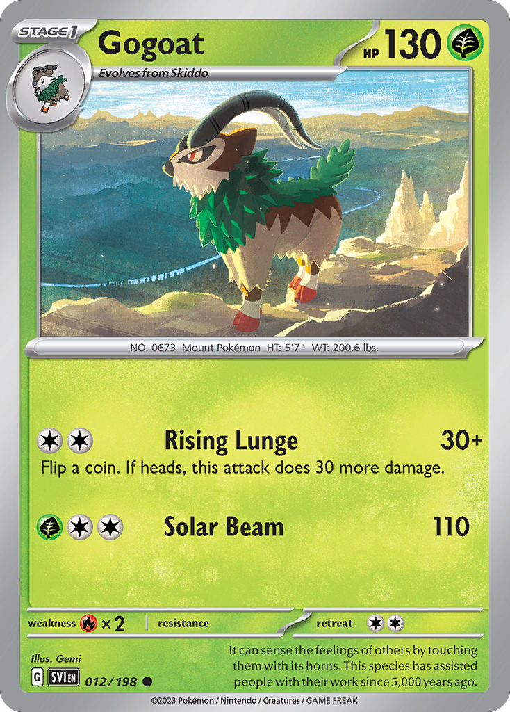 Gogoat 12/198 — English Pokémon Scarlet & Violet (2023)