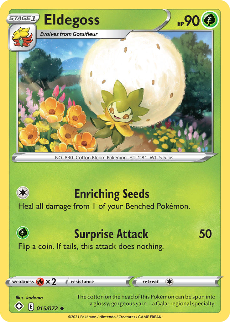 Eldegoss 15/72 English Pokémon card from Shining Fates (2021)