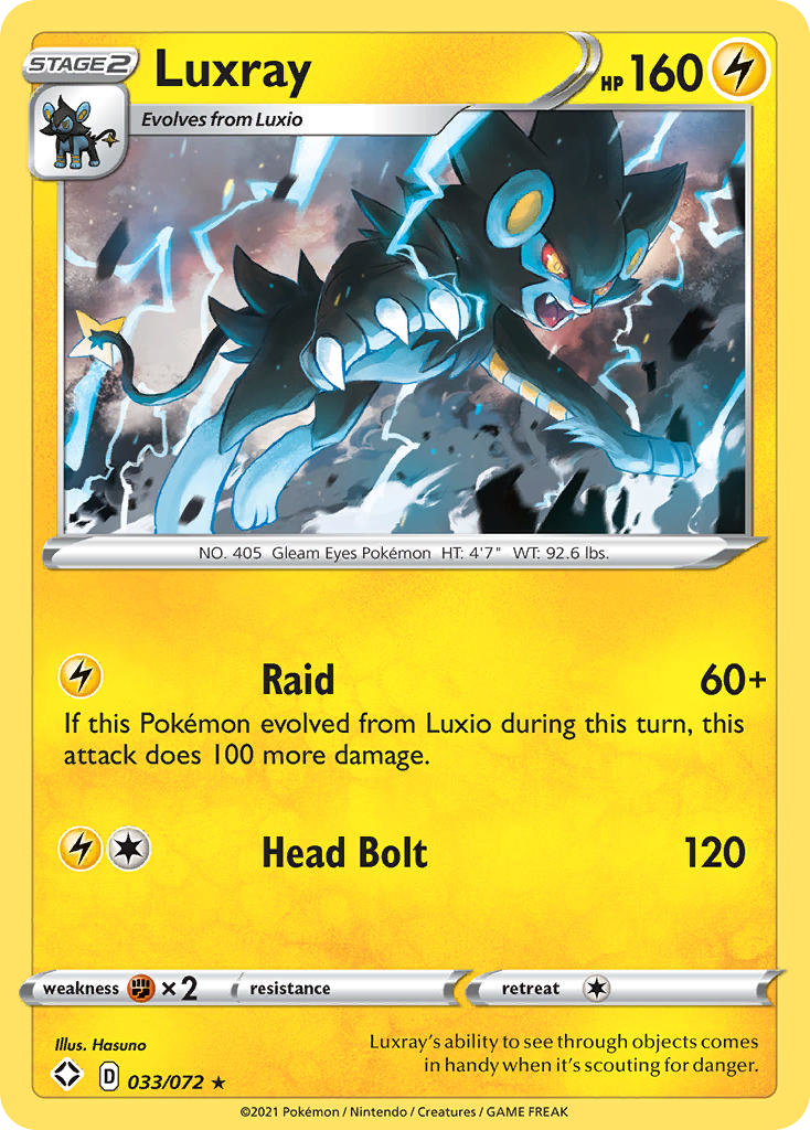 Luxray 33/72 English Pokémon card from Shining Fates (2021)