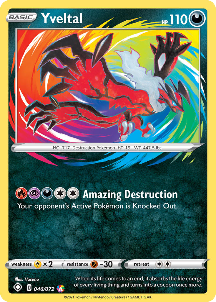 Yveltal 46/72 English Pokémon card from Shining Fates (2021)