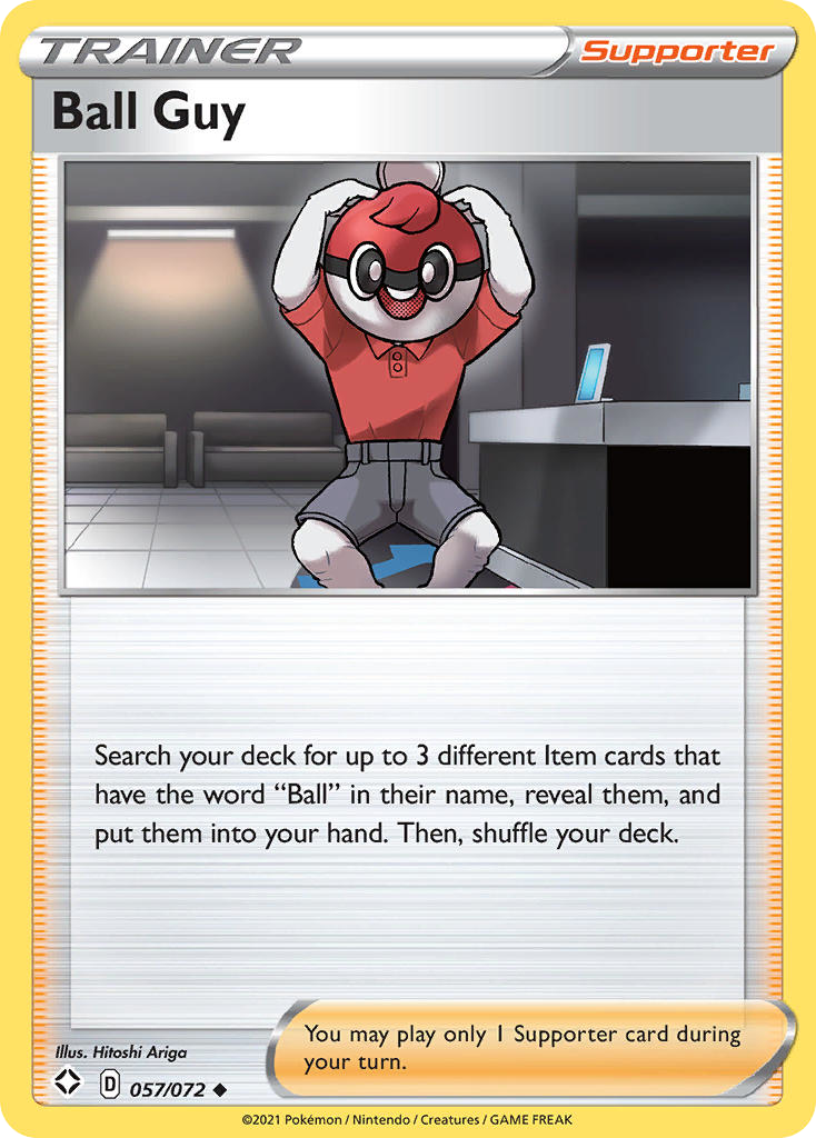 Ball Guy 57/72 English Pokémon card from Shining Fates (2021)