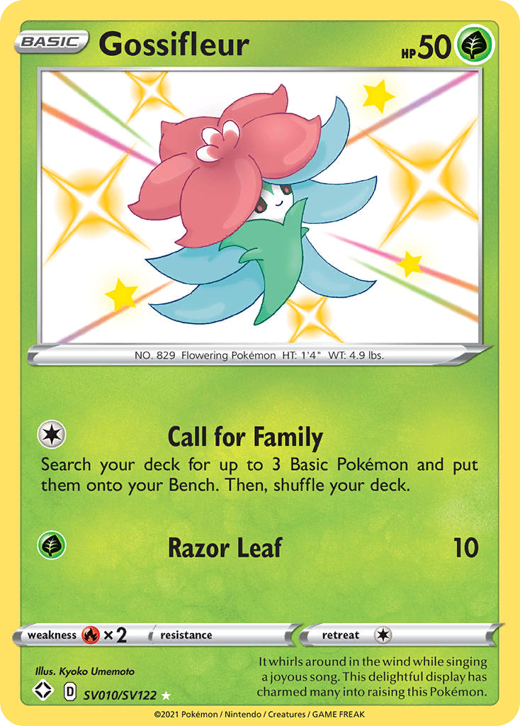 Gossifleur SV010/SV122 English Pokémon card from Shining Fates Shiny Vault (2021)